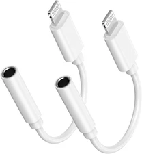 [Apple MFi Certified] Apple Lightning to 3.5 mm Headphone Jack Adapter, 2 Pack f