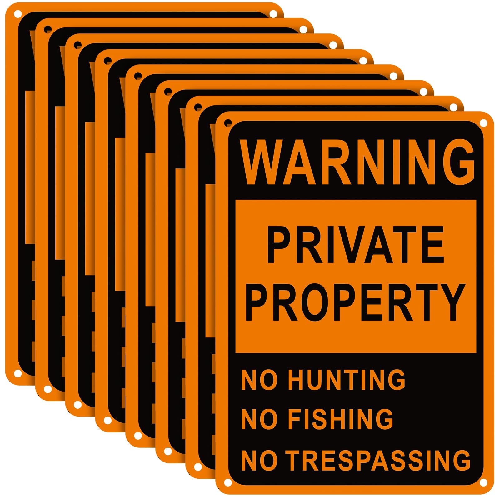 Lineshading 8 Pcs Large Posted No Hunting Trespassing Signs 10x7", Orange