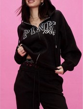 Victoria's Secret Pink Hoodie Sweat Pants Matching Set Size Small, Black