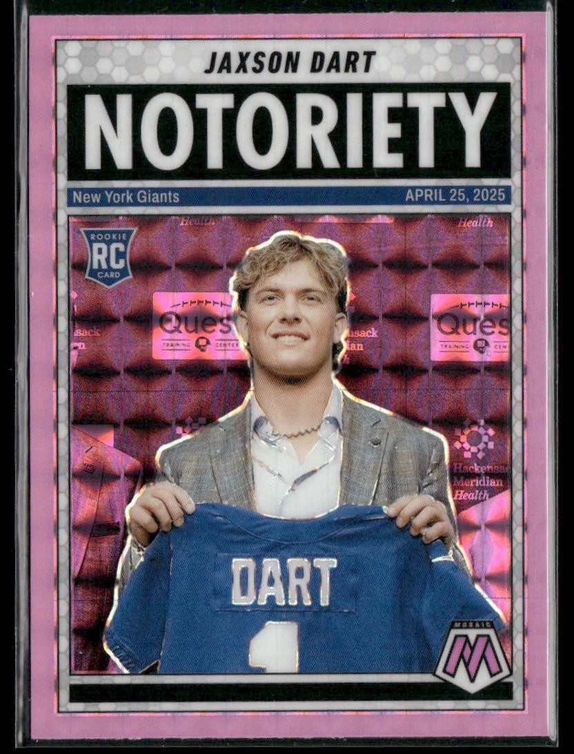 2025 Panini Mosaic #11 Jaxson Dart Notoriety Mosaic Pink Fluorescent