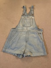 Blue Denim Dungaree Shorts H&M UK Size 10 Waist 34"