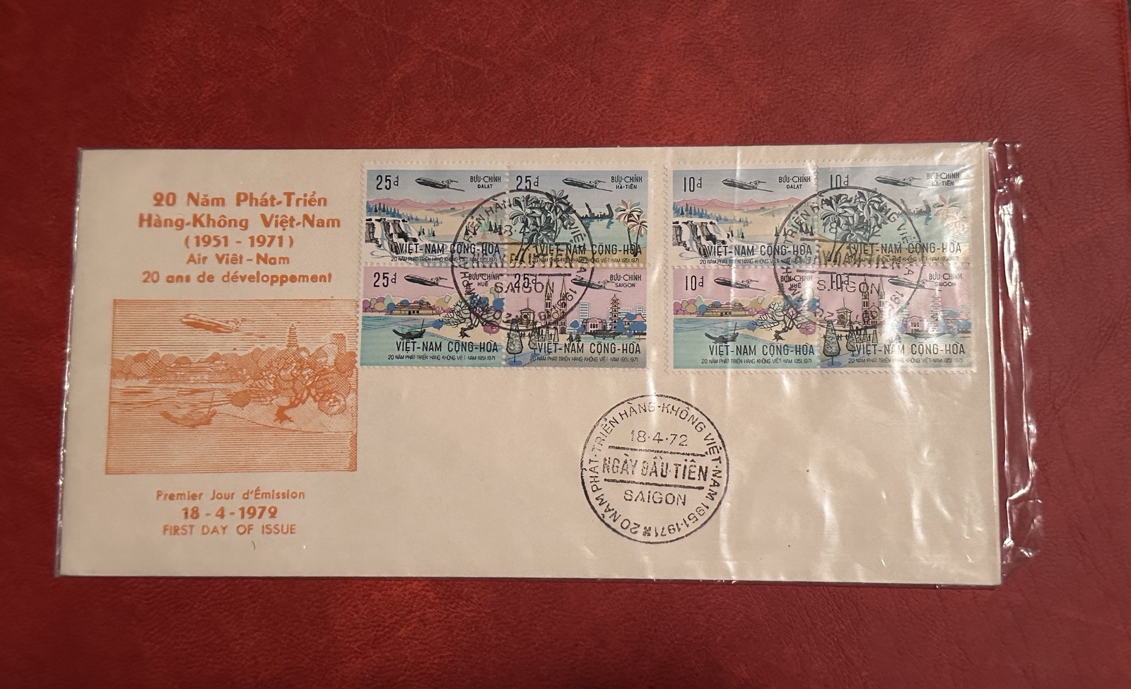 1972 South Vietnam FDC 20TH YEAR DEVELOPMENT OF SOUTH VIETNAM AIRLINE 2