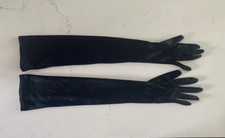 Vintage Stretch Nylon Black Formal Opera 22" Long Gloves One Size Fits All