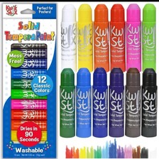 Kwik Stix Washable Tempera Paint Sticks 12 Count Non Toxic Quick Dry Art Supp...