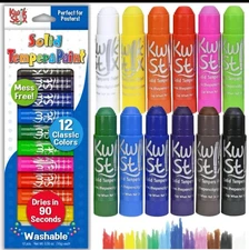 Kwik Stix Washable Tempera Paint Sticks 12 Count Non Toxic Quick Dry Art Supp...
