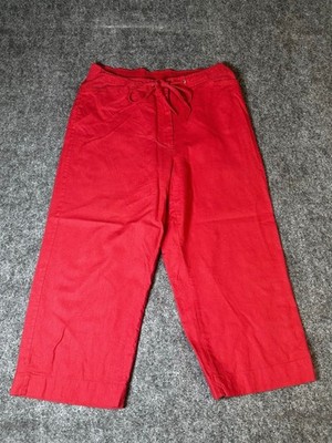 Classic Elements Cropped Pants 12P Coral Linen Cotton Elastic Beach Resort Boat