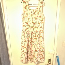 Nutmeg Teens XS Fit & Flare Square Neck Strappy Rainbow Knee Dress