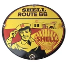Vintage Shell Gasoline Sign - Route 66 Road Service Station Gas Porcelain Sign