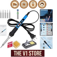 Fast Heating 90W LCD Soldering Iron with Interchangeable Tips - Complete Kit