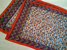 SALE VTG Buffalo-Horse-Indian-American West Pattern Border Hand Roll Silk Scarf