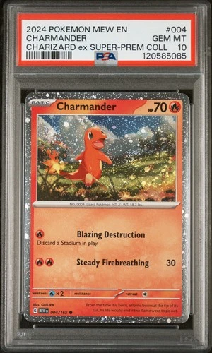 2024 POKEMON MEW EN-151 CHARIZARD EX SUPER-PREM COLL #004 CHARMANDER PSA 10