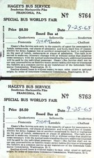 1965 Hagey’s Bus Service Tickets – World’s Fair Franconia PA Vintage Travel