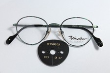 WINDSOR 813 C.27 47-19 Vintage Eyeglasses Frame Panto Round Small Navy Spotted