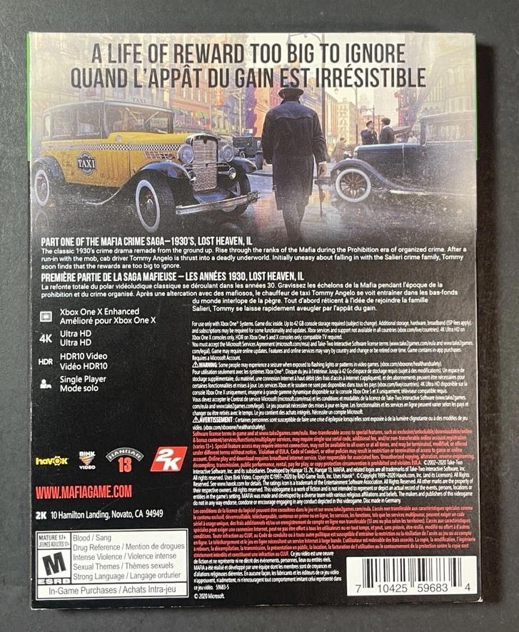 Mafia Definitive Edition [ W/ Cardboard Sleeve ] (XBOX ONE) NEW - Image 2 of 4
