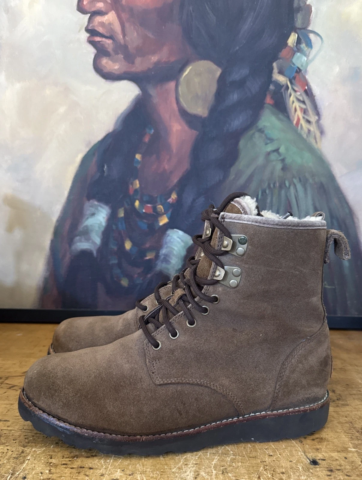 UGG Hannen Boots Men’s Size 8 Shearling Waterproof Leather Winter Footwear