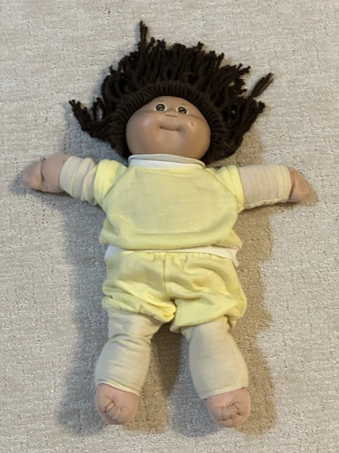 Vintage 1978 1982 Cabbage Patch Kids Doll Girl Brown Hair & Eyes Yellow Jumper