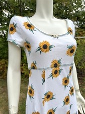Vintage All That Jazz Babydoll Dress Knit Sunflower Print 90s Grunge Magic Small