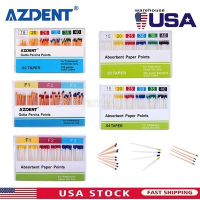 AZDENT Dental Endo Root Canal Gutta Percha Points / Absorbent Paper Points 0.02
