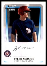 Tyler Moore 2011 Bowman #BP5 Nationals MLB READ FREE SHIPPING AutographDen