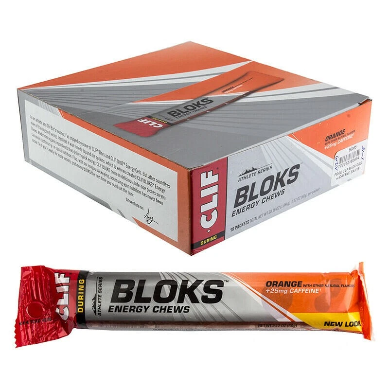 Clif Bar Shot Bloks Énergie Chews Orange Avec 25mg De Caféine Boîte De 18 - Photo 1/1
