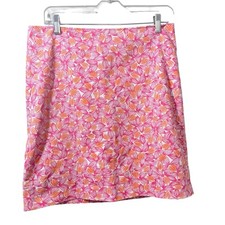 Talbots Floral A-Line Skirt Women s Size 6 Pink Orange White Knee Length Preppy