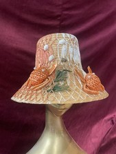 Vintage Straw Hat 1950s Italy Style Made Japan Crabs Seashell 60s Novelty Raffia