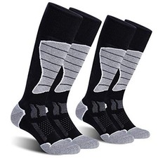 2/3/4 Pack Ski Socks for Men and Women X-Large Black light Grey 2 Pairs 