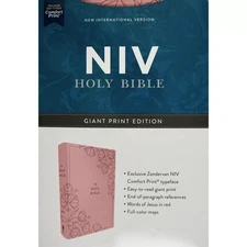 NIV Bible Giant Print Edition, Gold Glid, Pink BRAND NEW Leathersoft Embossed