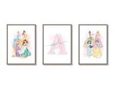 Personalised Disney Princess Posters/Pictures Girls Bedroom A4 Prints Unframed