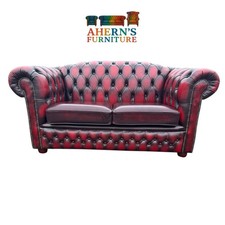 Vintage Oxblood Leather Chesterfield sofa 2 Seater FREE DELIVERY