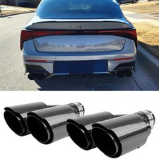 For Kia K5 2.5" inlet to Dual 4" Outlet Quad Exhaust Tip Muffler Carbon Fiber