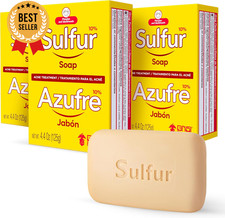 Acne Treatment Soap 4.4 Oz 3-Pack Deep Cleansing Sulfur Soap Bar for Breakouts