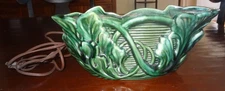 Vintage MCM (Mid Century Modern) Green Vine Pattern TV Lamp Planter 12" x 5"