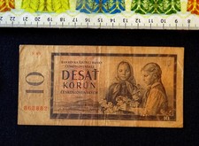 (USA  4.00 ) , Czechoslovakia  Banknote , 10 Korun , Year : 1960  .
