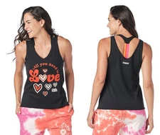 Zumba All You Need Is Love Tank - Bold Black ~ XS  S  M  L  XL ~ New! Free Ship!