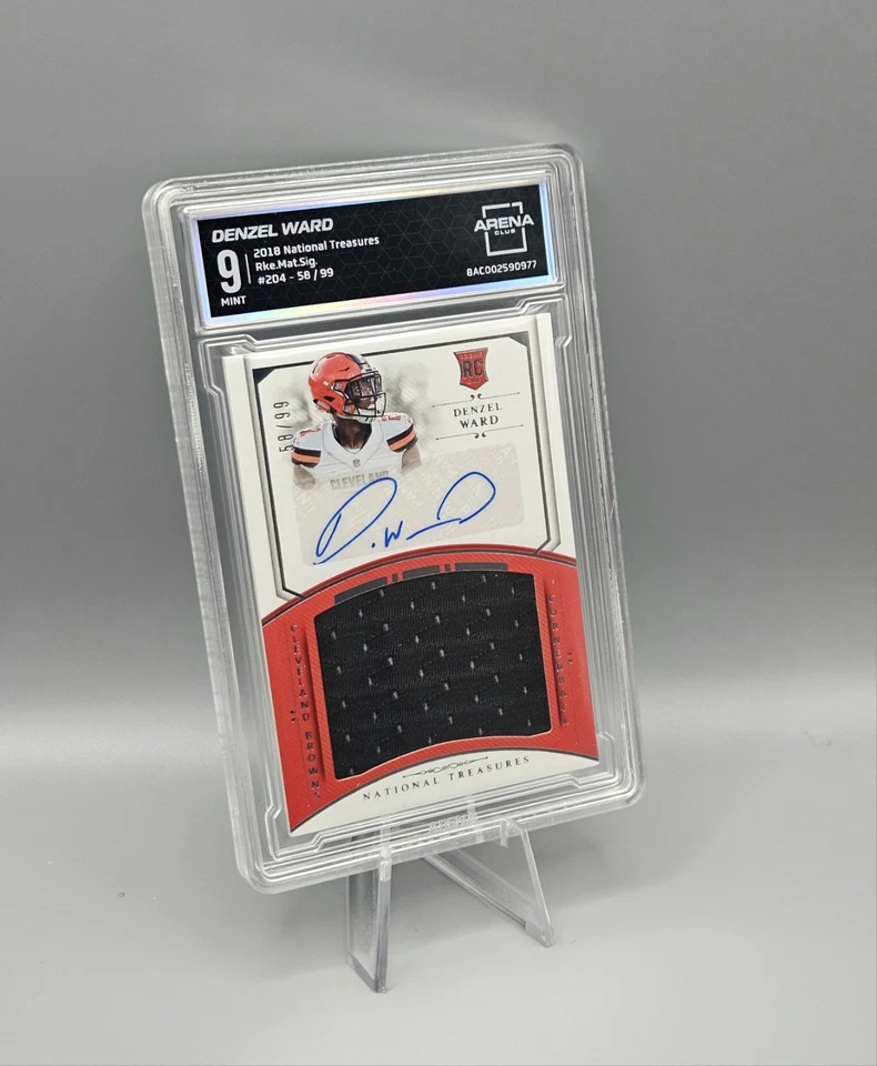 Gem 9 #'d 58/99 (RC) Denzel Ward Rookie Patch Auto 18 National Treasures Browns - Image 3 of 4