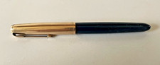 Vintage Parker 51 Fountain Pen w/ Navy Barrel + Gold Cap + Gold Arrow Clip