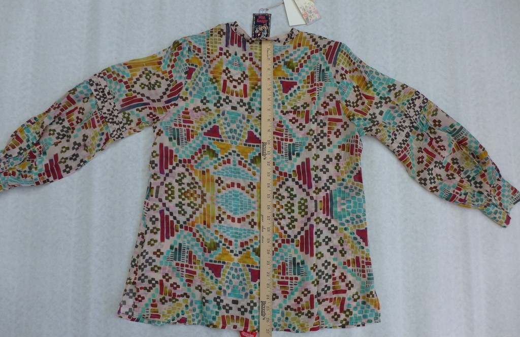 JOHNNY WAS Women's Malina Button Front Geometric Print Long Sleeve Blouse $270