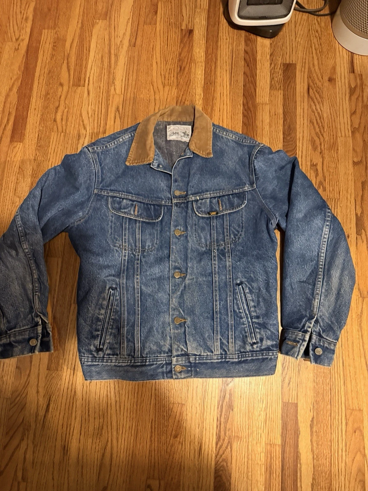 Vintage Lee Storm Rider Blue Jean Denim Jacket Blanket Lined Made In USA