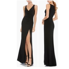 Mac Duggal 26513 Sleeveless Black Jersey Ruched V Neck Gown 6