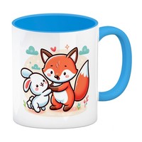 Fuchs Und Kaninchen Kaffeebecher In Hellblau