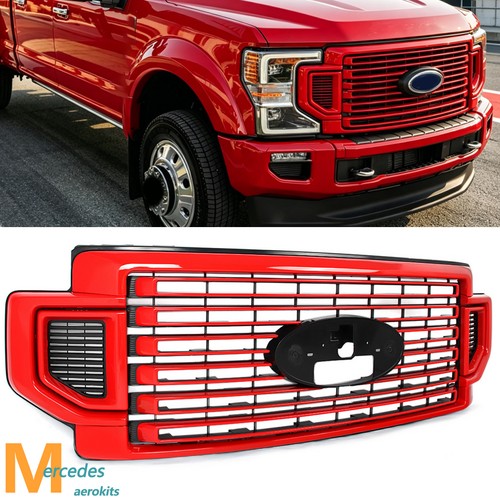 For 2020-2022 Ford F250 F350 F350 Super Duty Race Red Front Bumper Grille Grill