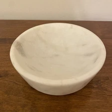 West Elm Marble Bowl Small Trinket Dish Tray White Stone 