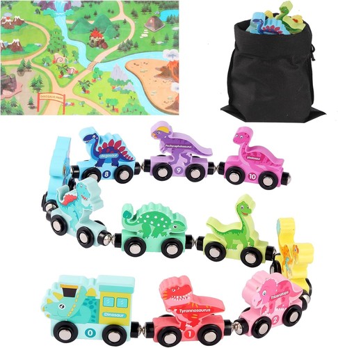 Wooden Magnetic Dinosaur Train Toys for Toddlers, Montessori Toys for 1-3 Year