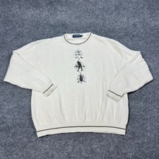 Carmel Golf Sweater Men’s XL White Knit Made in USA Embroidered STAIN