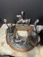 Michael Ricker Pewter Sculpture of American Carousel Horse Collection 4 Horses