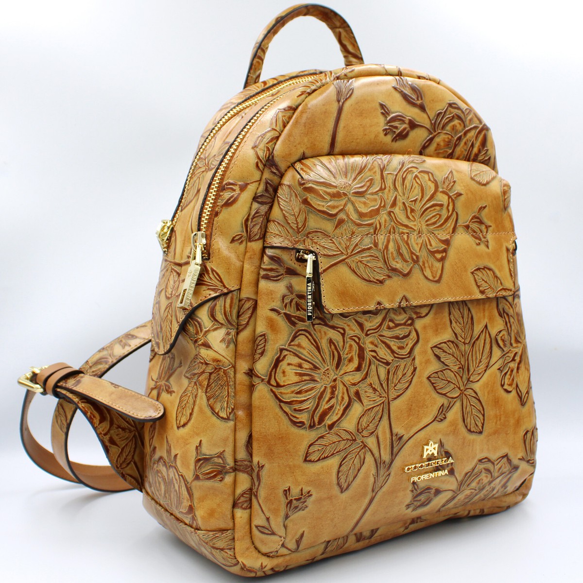 Cuoieria Fiorentina White & Tan Backpack Suede Backpack Cuoieria Fiorentina Women Light Brown Bag on  main image 4