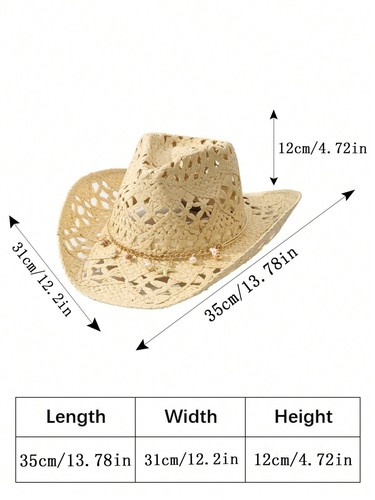 Trendy Straw Cowboy Hat for Women Men - Summer Beach Travel, Sun Protection - Picture 15 of 25