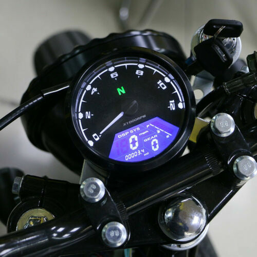 12000RMP LCD Digital Speedometer Odometer Tachometer Cafe Racer Custom Universal