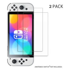 2PCS Tempered Glass Film Cover Saver Screen Protector for Nintendo Switch OLED
